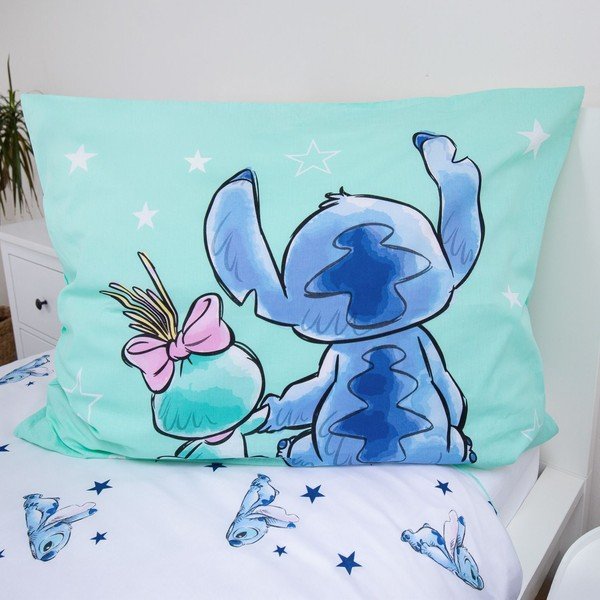 Miętowa bawełniana pościel dziecięca jednoosobowa 140x200 cm Lilo & Stitch "Buddies" – Jerry Fabrics-image-3