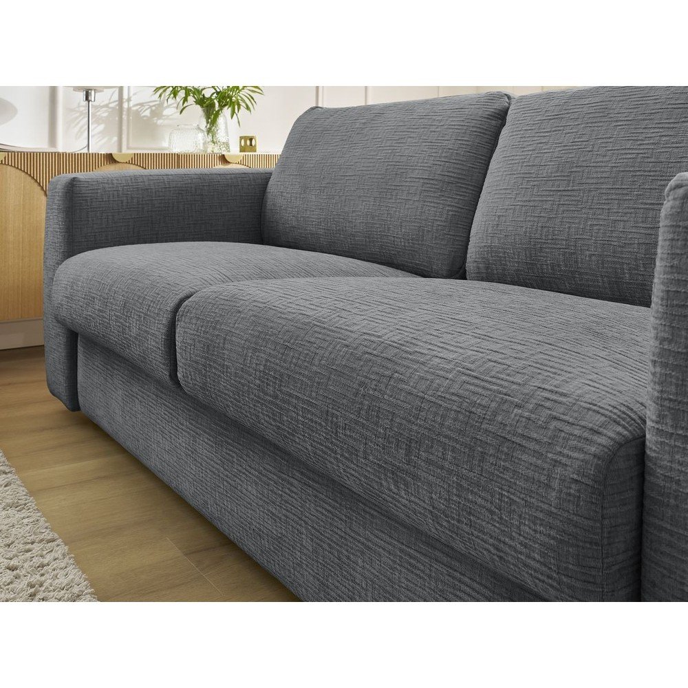 Ciemnoszara rozkładana sofa do spania z tkaniny szenilowej 220 cm Hugo – Bobochic Paris (zdjęcie 7)