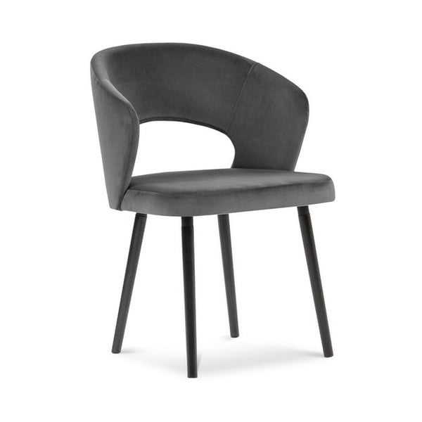 Ciemnoszare krzesło z aksamitnym obiciem Windsor & Co Sofas Elpis