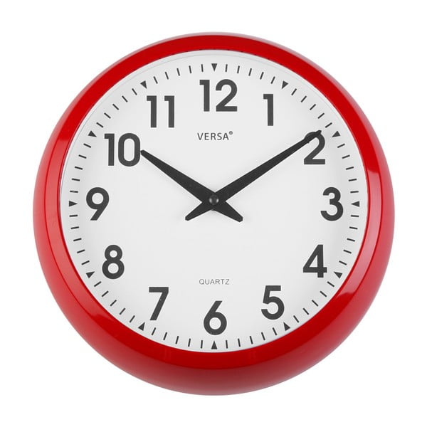 Wiszący czerwony zegar kuchenny Versa, ⌀ 30 cm