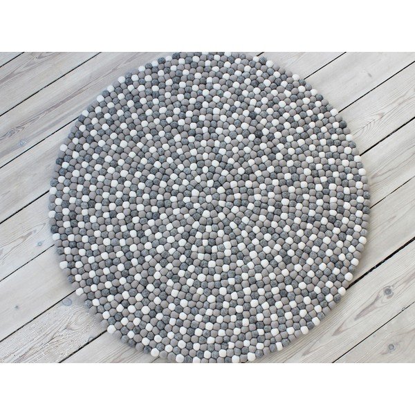 Jasnoszary wełniany dywan kulkowy Wooldot Ball Rugs, ⌀ 120 cm-image-1