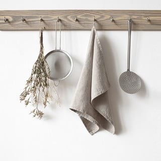 Beżowy lniany ręcznik kuchenny Linen Tales, 65x45 cm