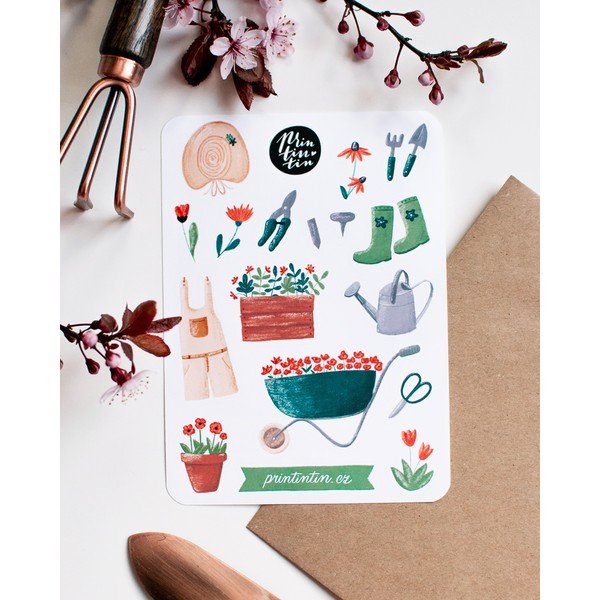 Arkusz winylowych naklejek Ogród Printintin, 10,5 cmx14,5 cm-image-1