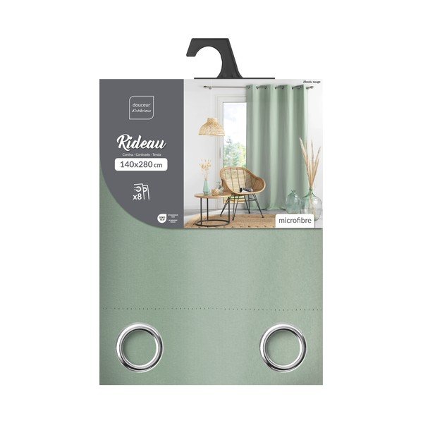 Szałwiowa zasłona częściowo zaciemniająca (dimout) z mikrowłókna 140x280 cm Absolu – douceur d'intérieur-image-4