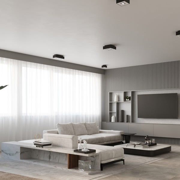 Czarna lampa sufitowa z metalowym kloszem 24x24 cm Hydra – Sollux-image-2