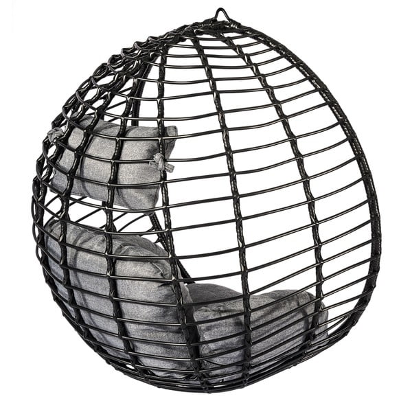 Czarny fotel wiszący ze sztucznego rattanu Bonami Selection Mila-image-2