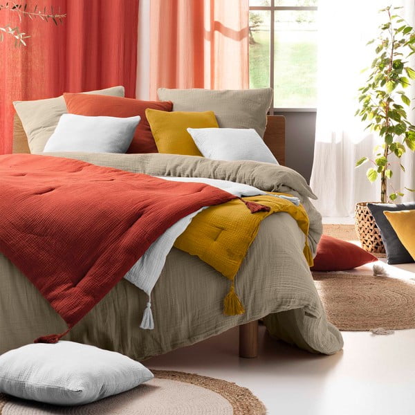 Beżowa muślinowa pościel dwuosobowa 240x260 cm Angelia – douceur d'intérieur-image-2