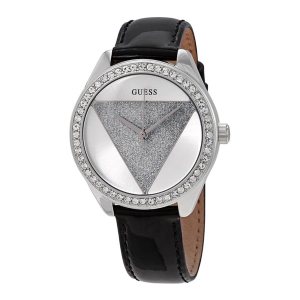 Zegarek damski z czarnym paskiem ze skóry Guess W0884L3-image-3