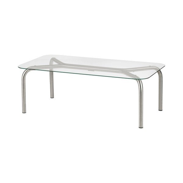 Stolik ze szklanym blatem w kolorze srebra 60x110 cm Uku – noo.ma