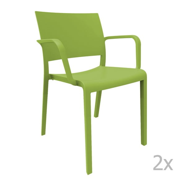Zestaw 2 zielonych krzeseł ogrodowych z podłokietnikami Resol Fiona