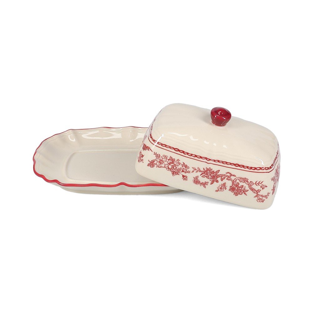 Bordowa/w kolorze kości słoniowej porcelanowa maselniczka Cyril – S|P Collection (zdjęcie 3)