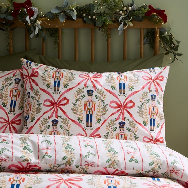 Pościel jednoosobowa w naturalnym kolorze 135x200 cm Christmas Nutcracker Bows – Catherine Lansfield-image-2
