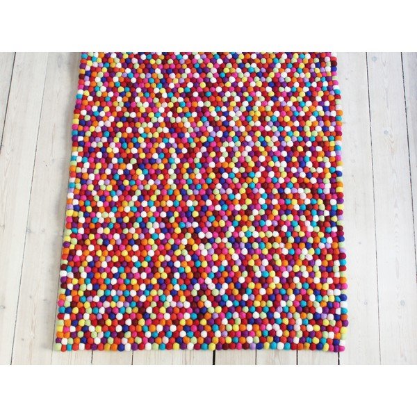 Ciemnoczerwony wełniany dywan kulkowy Wooldot Ball Rugs, 100x150 cm-image-1