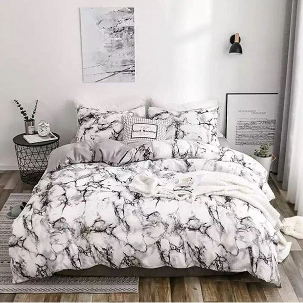 Czarno-biała bawełniana pościel dwuosobowa z prześcieradłem 200x220 cm – Mila Home