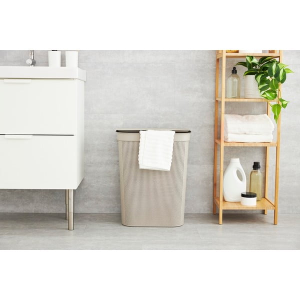 Beżowy plastikowy kosz na pranie 50 l Brisen – Rotho-image-1
