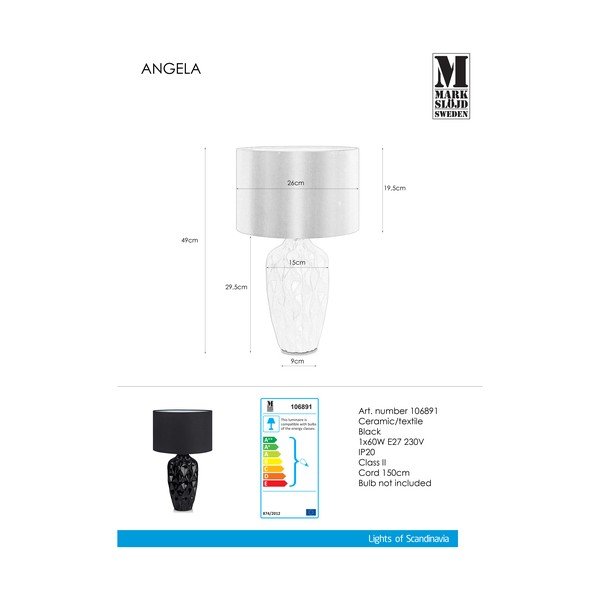 Czarna lampa stołowa Markslöjd Ben, ø 26 cm-image-2
