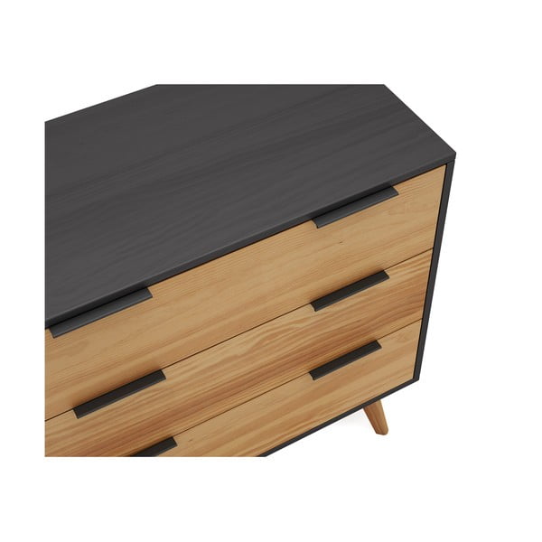 Czarno-naturalna wysoka komoda z drewna sosnowego 80x83 cm Lavis – Marckeric-image-1