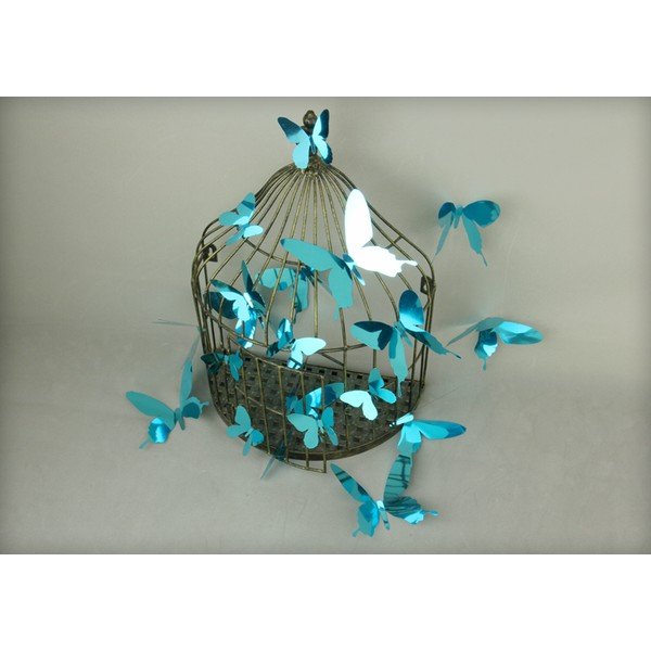 Zestaw 12 niebieskich naklejek 3D Ambiance Butterflies Blue-image-1