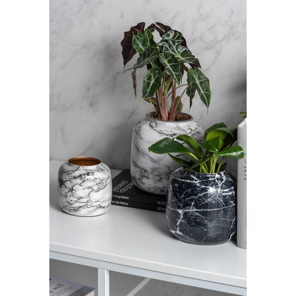 Biało-czarny żelazny wazon PT LIVING Marble, wys. 12,5 cm-image-3