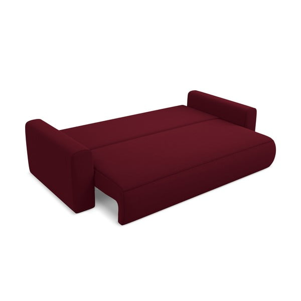 Bordowa aksamitna rozkładana/ze schowkiem sofa 238 cm Kapua – Makamii-image-3