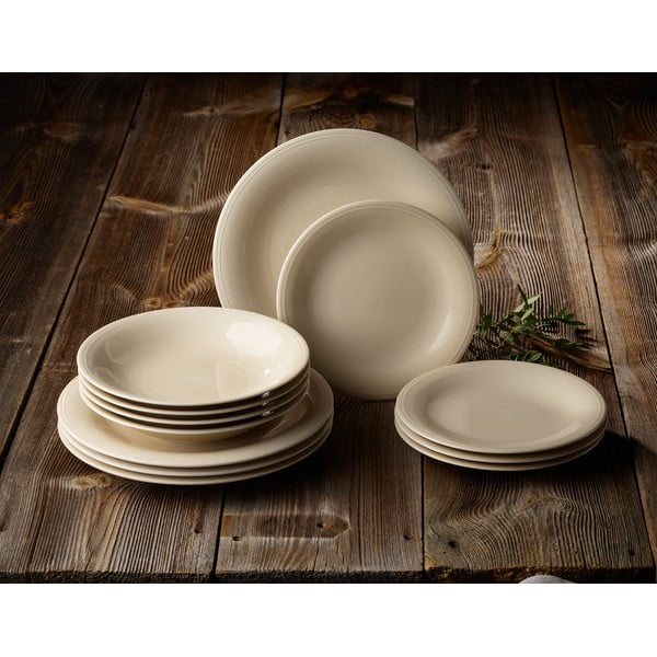 12-częściowy zestaw beżowych porcelanowych talerzy Villeroy & Boch Like Color Loop-image-1