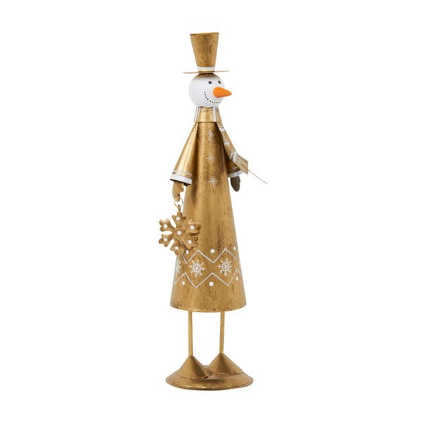 Dekoracja Archipelago Gold Snowman With Snowflake, 29 cm