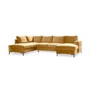 Musztardowożółta aksamitna rozkładana sofa w kształcie litery "U" Miuform Lofty Lilly, lewostronna