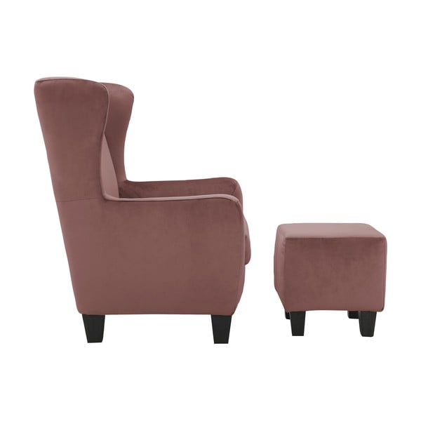 Różowy aksamitny fotel uszak Zhili – Støraa-image-2
