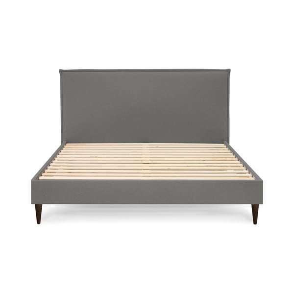 Antracytowe tapicerowane łóżko dwuosobowe ze stelażem 160x200 cm Sary – Bobochic Paris-image-3