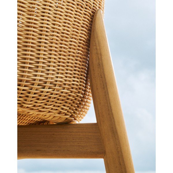 Tapicerowany/rattanowy hoker ogrodowy w naturalnym kolorze Galea – Kave Home-image-4