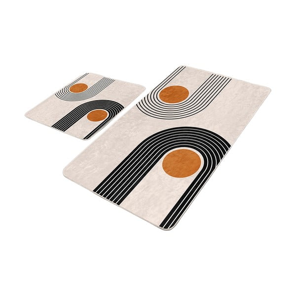 Beżowe aksamitne dywaniki łazienkowe zestaw 2 szt. 60x100 cm Dot Arch – Mila Home