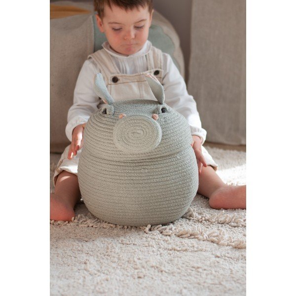 Jasnoszary tekstylny dziecięcy kosz na zabawki ø 25x30 cm Henry the Hippo – Lorena Canals-image-3