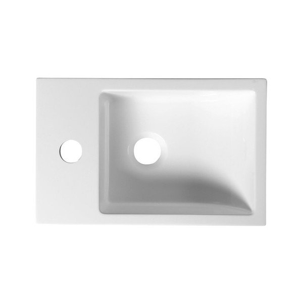 Biała mała umywalka z litego marmuru Sapho Alabama, lewostronna-image-2