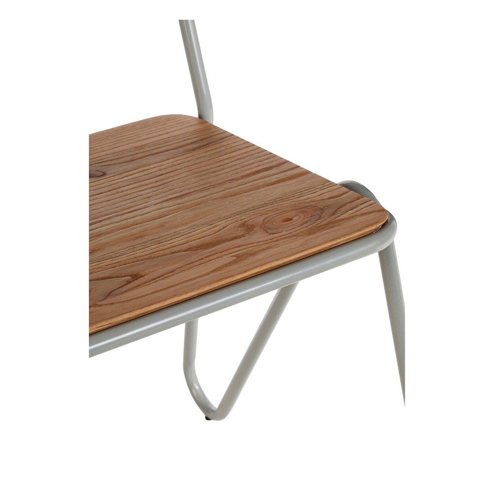 Szare/w naturalnym kolorze krzesło z litego drewna wiązu District – Premier Housewares (zdjęcie 8)