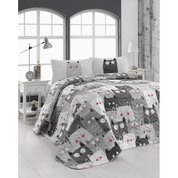 Zestaw pikowanej narzuty na łóżko i 2 poszewek na poduszki Eponj Home Duvarda Kediler Grey, 200x220 cm
