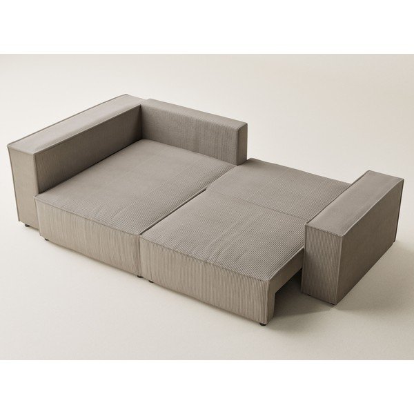 Beżowy sztruksowy rozkładany/ze schowkiem narożnik (lewostronny/w kształcie litery L) Tonga – Maison de Rêve-image-3