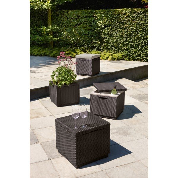 Ciemnoszary puf ogrodowy Cube – Keter-image-1