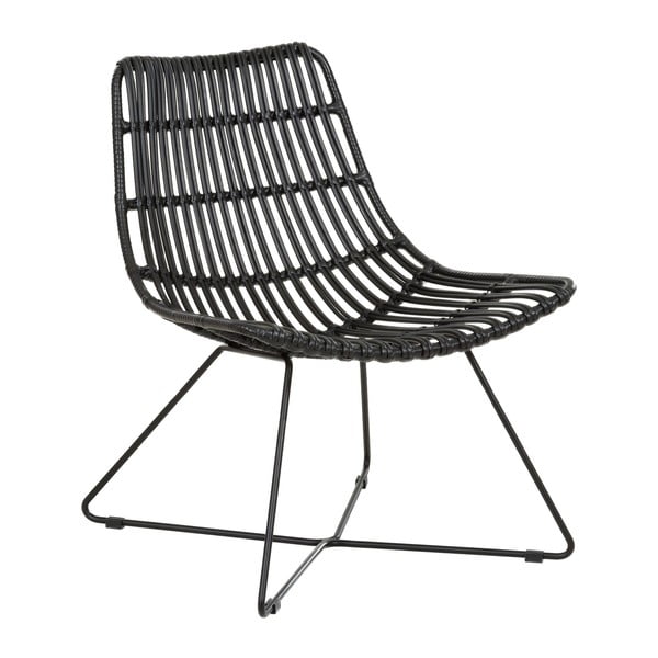 Czarny fotel ze sztucznego rattanu Costa – Westwing Collection
