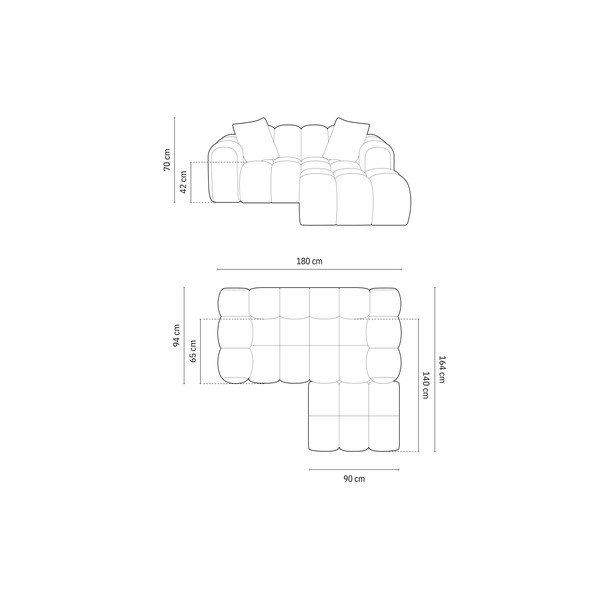 Narożnik z tkaniny szenilowej (prawostronny/z szezlongiem) w kolorze terakoty Treno – Cosmopolitan Design-image-4
