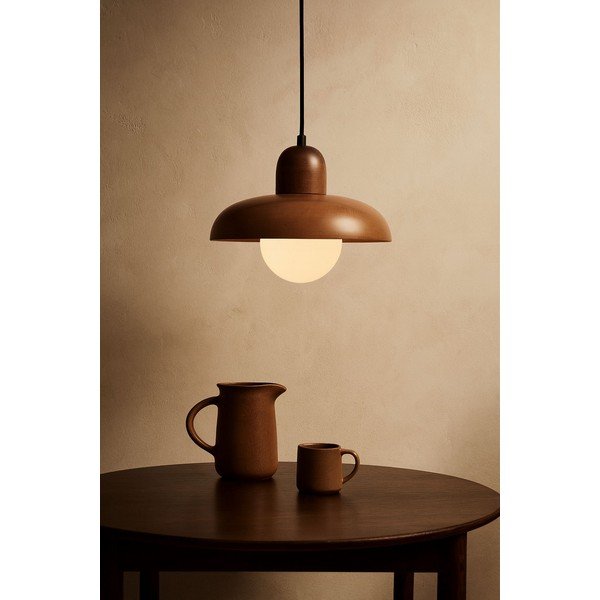 Brązowa lampa wisząca z drewnianym kloszem ø 25 cm Elsa – Opviq lights-image-1