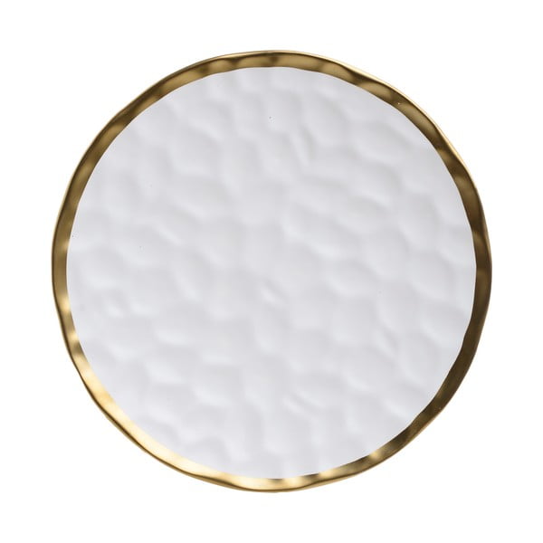 Biały talerz porcelanowy InArt Goldie, ⌀ 30,5 cm