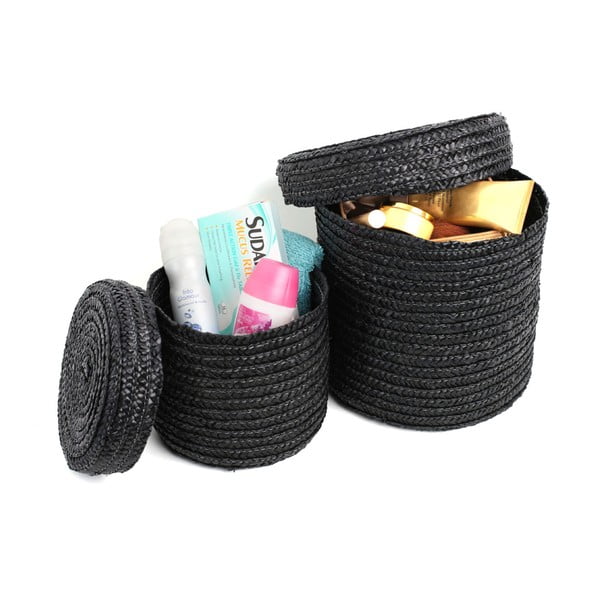 Zestaw 2 czarnych koszyków Premier Housewares Straw-image-1