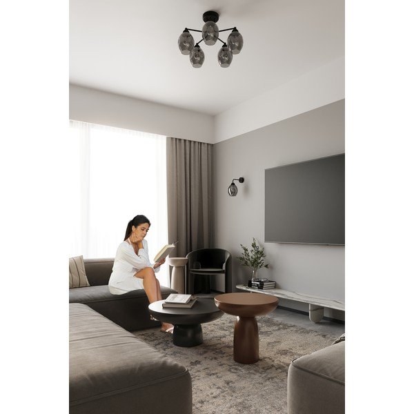 Czarna lampa sufitowa ze szklanym kloszem 59x59 cm Garten – Sollux-image-3