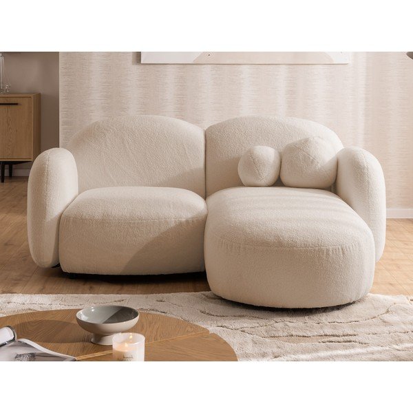 Jasnobrązowy narożnik z materiału bouclé (prawostronny/z szezlongiem) Orbit – Ropez-image-1