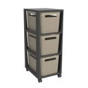 Czarno-beżowy plastikowy regał na kółkach 30x77 cm Brisen − Rotho