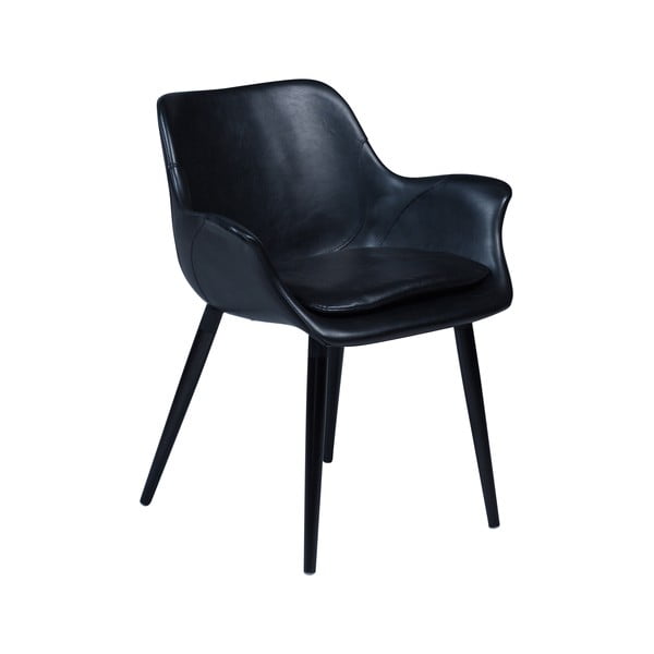 Czarne krzesło z imitacji skóry z podłokietnikami DAN–FORM Denmark Combino