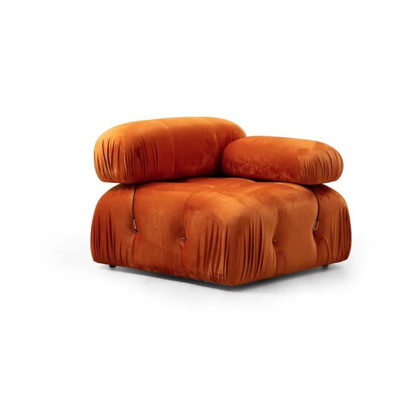 Pomarańczowy aksamitny moduł sofy (prawostronny) Bubble – Artie
