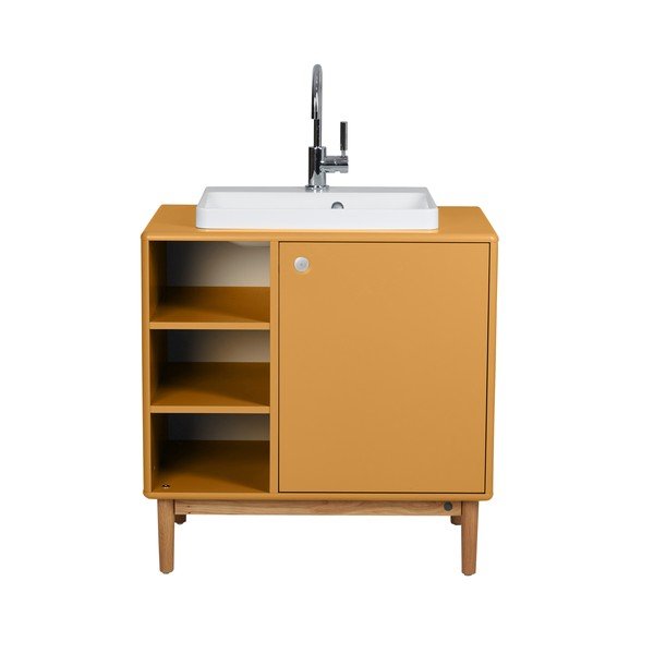 Musztardowa wisząca szafka pod umywalkę 80x62 cm Color Bath – Tom Tailor-image-4