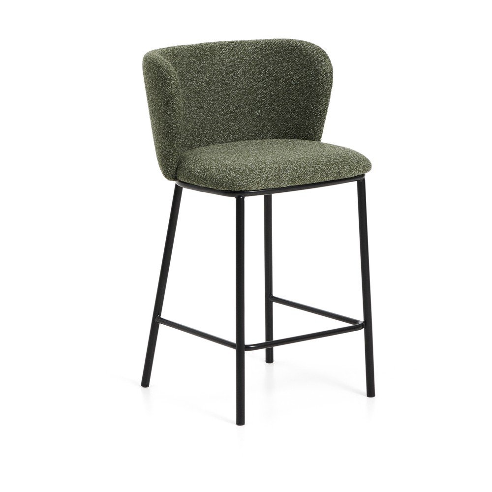 Ciemnozielony tapicerowany hoker (wysokość siedziska 65 cm) Ciselia – Kave Home