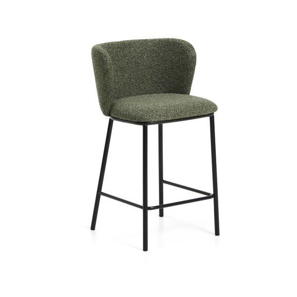 Ciemnozielony tapicerowany hoker (wysokość siedziska 65 cm) Ciselia – Kave Home